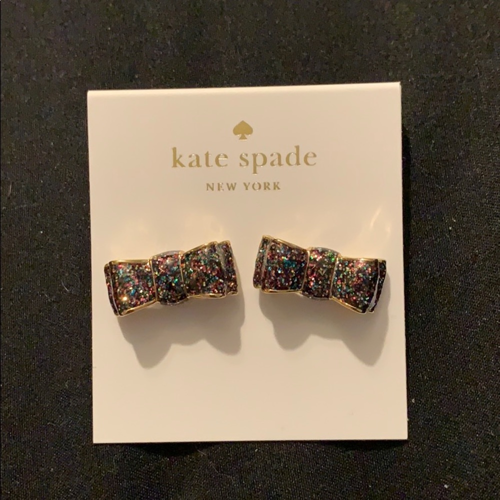 NWT Kate Spade glitter bow earrings!